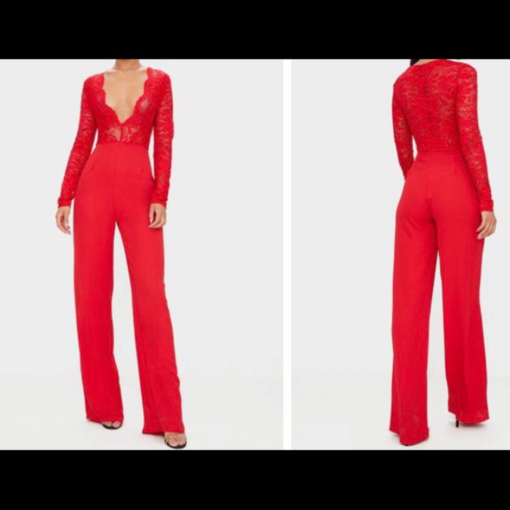 Red Lace Jumpsuit